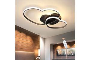 FUMIMID LED Lampada Da Soffitto Dimmerabile Plafoniera Forma Di Cuore Lampada Da Soggiorno Moderna Con Telecomando Metallo Lampadario Per Camera Dei Bambini Ragazzi Ragazze Cameretta Cucina,Nero,50cm