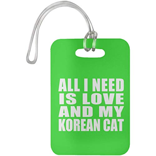 All I Need Is Love And My Korean Cat - Luggage Tag, Travel Cruise Suitcase Bag-gage Tag, Themed Gag for Owner Birthday Christmas