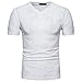 Produktbild Angebote,Neue Deals,Herren T-Shirt Ronamick Männer Casual Soid Loch V-Ausschnitt Pullover T-shirt Top Bluse Slim Fit Kurzarm T-Shirt (Weiß, M)