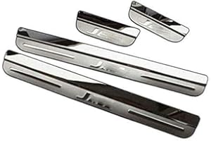SJZT 4 pcs Stainless Steel Car Door Sill Protector for Honda Jazz 2008 2009 2010 2011 2012 2013 2014 2015 2016 2017, Welcome Pedal Scuff Guard Non-Slip Auto Styling Decoration Accessory