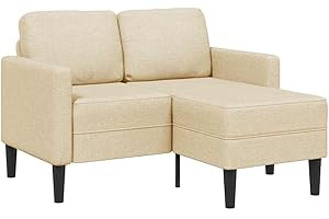 vidaXL Divano 2 Posti con Chaise Longue a L Crema 125 cm in Tessuto, Divano a 2 posti Camera da Letto, divanetto, Divano a Due posti, Divano a 2 posti