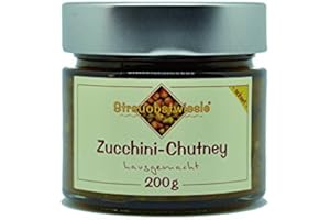 ‎STREUOBSTWIESLE Streuobstwiesle Zucchini Chutney - 200 g - Herzhafte, handgerührte, aromatische Sauce aus Deutschland zum Grillen, zum Fondue, zum Raclette, zum Kase, zum Reis.