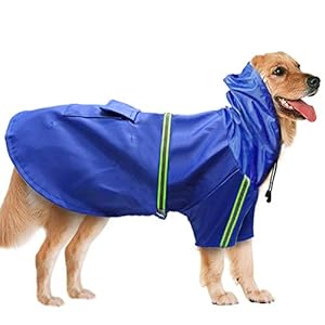BLEVET Mascota Perro Impermeables con Capucha Chubasqueros para pequeña Medianas Grandes Perros MZ058 (M, Blue)