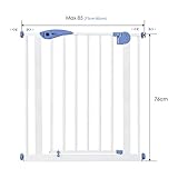 Amzdeal Türschutzgitter/Treppenschutzgitter aus Metall Erweiterbare Verlängerungen möglich für 75cm-85cm / Gesamthöhe 79cm für Babys ab ca. 6 – 24 Monate in weiß - 4