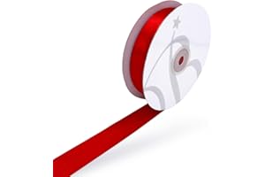 BARATTI Nastro Doppio Raso 25mm X 50 Metri per Artigianato, Natale, Decorazioni, Adatto Per confezionare Regali, Feste di Compleanno, Matrimoni, Bomboniere (Rosso)
