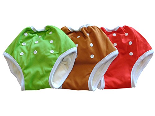 Three Little Imps Button Up Toddler Training Pants -Set of 3 Red, Green, Brown