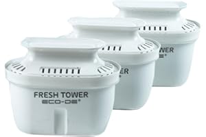 ECO-DE ECODE® 3 Filtros para Fresh Tower, Recambios de Filtro para Jarra de Agua Compatible con Todas las Marcas de Jarras, 100L de filtrado, Sin BPA, Filtro Purificador con Carbon Activo
