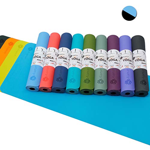 Aisoco Tapis de Yoga Pilates, Combinaison du Caoutchouc Naturel avec TPE, Nouveau et amélioré, antidérapant, Durable, Douce, résistant, 4 mm - Sac Portable