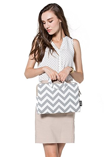 MOSISO Segeltuch Gewebe Laptop Aktenkoffer Handtaschen Kasten Abdeckung nur für neues MacBook 12 Zoll mit Retina Display, Chevron Grau - 5