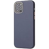 Elfia iPhone 12 Pro Max ile Uyumlu L&uuml;x Deri Kadife İ&ccedil; Kısımlı Kılıf, Eyz Lacivert