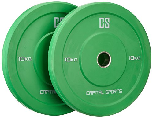 CAPITAL SPORTS Nipton Bumper Plate Hantelscheiben (verschiedenene Gewichte, 50,4 mm Aufnahme mit geglättetem Stahlinnenring, stoßabsorbierendes Hartgummi, Paar)