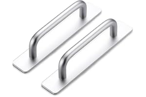 PUTOAHAO 2 Pezzi Maniglie Autoadesive Per Porte, In Lega Di Alluminio, Maniglie Per Porte Scorrevoli, Per Armadietti Da Cucina, Cassetti, Armadi, Cancelli, Garage, Capannoni (180 mm, Argento)