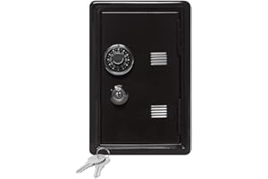 Kid's Coin Bank,URMAGIC 18cm Kids Piggy Bank Locker Safe with Single Digit Combination Lock and Key,Kids Safe Money Bank,Mini Password Money Bank,Small Cash Box,Cash Bank Box (black)