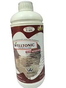 WISHWELL ENTERPRISES WELLTONIC Vitamin Liquid for Cattle Horses Calf Sheep Goat Dog & Pig -1 Litre