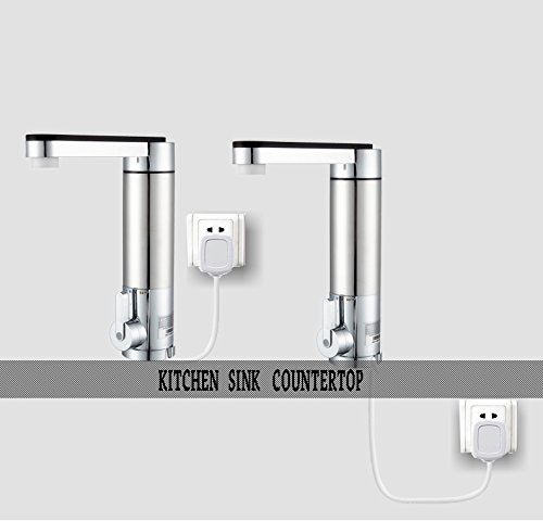 JNOD SJB-30 Rostfreier Stahl 220V Sofortig Tankless Elektrisch Heizgerät Küchenarmaturen, 180°Schwenken Heiß&kalt elektrische Warmwasserbereiter mit 1 Personenschutz-Stecker für Küche, Badezimmer, Waschraum - 7