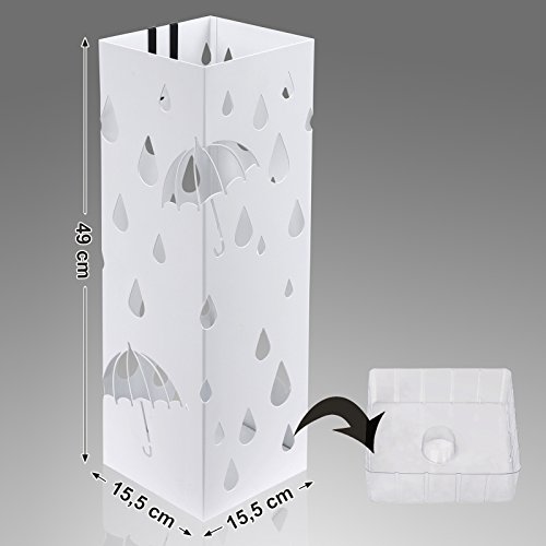 Songmics Schirmständer Regenschirmständer metall Wasserauffangschale und Haken werden verschenkt 49 cm weiß LUC49W - 6