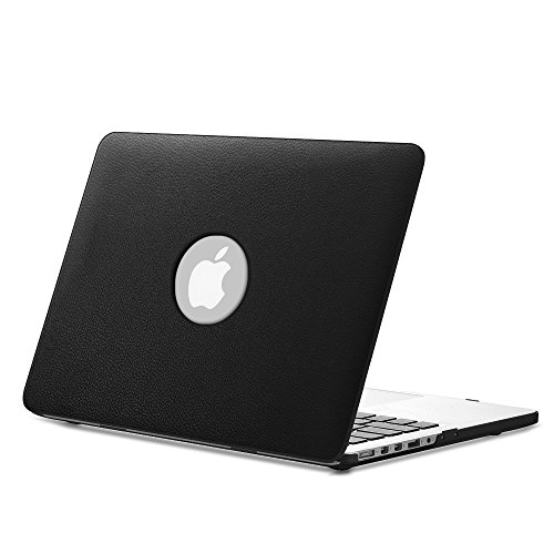 Fintie MacBook Pro 13 Retina Hülle Case - Ultra Slim Hochwertige Kunstleder Coated Hard Shell Schutzhülle Tasche für Apple MacBook Pro 13.3" mit Retina Display A1502 / A1425 (NEUESTE VERSION, NO CD-ROM Drive) , Schwarz