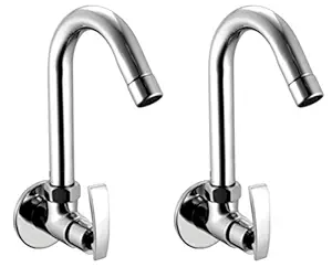 Drizzle Sink Cock Soft Brass Chrome Plated/Kitchen Sink Tap / 360 Degree Moving Spout Tap/Bathroom Tap/Quarter Turn Tap/Water Foam Flow Tap - Set of 2