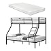 Produktbild [neu.haus] Metall-Etagenbett - Schwarz - Mit Matratzen 200x140/90cm Kinderbett Stockbett Hochbett Metall Bettgestell