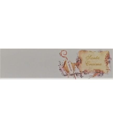 100 Bigliettini Bomboniera Santa Cresima - Scritta Oro Su Bianco - Biglietti Per Cerimonia