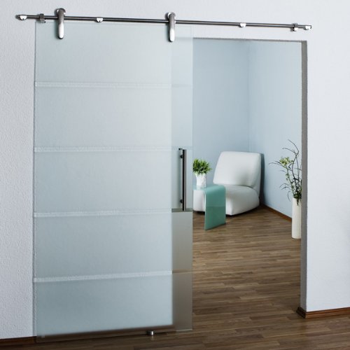 Preisvergleich Produktbild Ganzglasschiebetür teilsatiniert - 1025x2050x8mm - SL6B / Kostenloser Versand / / Glastür / Glasschiebetür / Schiebetür / Schiebetürsystem Edelstahl, DIN Rechts
