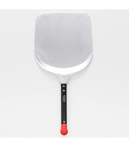 Asdirne Pala per pizza, pala per pizza con manico in plastica e vassoio in metallo in acciaio inox, per pizze fatte in casa, pasticcini, impasti, pane, torte, ecc, resistente, 25,4 cm