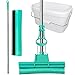 Produktbild Green Mop Set 30-02 - Green Mop 30 cm + Stiel + Ersatzschwammm + 10 Liter Eimer in weiß - Doppelwringer Mop saugstarker WischMop PVA Bodenwischer