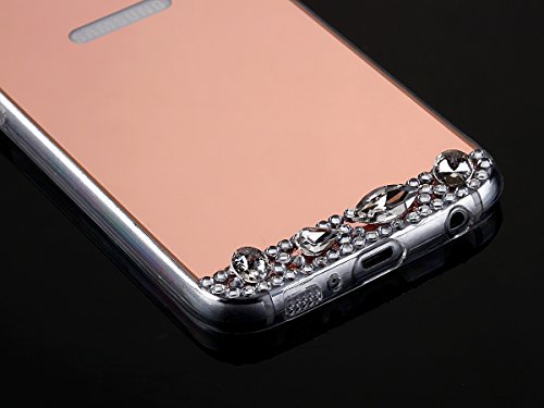 Galaxy S7 Hülle,Galaxy S7 Schutzhülle,Galaxy S7 Case,ikasus® [Bling Glitzer Kristall Strass Diamant Spiegel Hülle] Galaxy S7 Silikon Hülle,Glänzend Glitzer Kristall Strass Diamanten Überzug Mirror Spiegel Muster Stoßdämpfend TPU Silikon Schutz Handy Hülle Case Tasche Silikon Crystal Case Schutzhülle Etui Bumper für Samsung Galaxy S7 – Rose Gold - 7