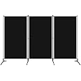 vidaXL 3-Panel Room Divider Folding Panel Screen Movable Partition Privacy Separator Wall Furniture Indoor Bedroom Office Black 260x180 cm