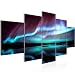 Produktbild Bilder Polarlicht Wandbild 200 x 100 cm Vlies - Leinwand Bild XXL Format Wandbilder Wohnzimmer Wohnung Deko Kunstdrucke Blau 5 Teilig - Made IN Germany - Fertig zum Aufhängen 609151b