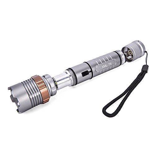 Preisvergleich Produktbild Asvert LED taktische Taschenlampe, 5 Mode multifunktionale Selbstverteidigung Emergency Military Taschenlampe Zoomable Outdoor Camping Led Taschenlampe, Silber