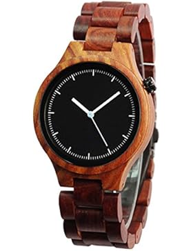 Souarts Damen Holzuhr Holzarmbanduhr Analog Quraz Damenuhr aus Bambus Armbanduhr Analog mit Batterie