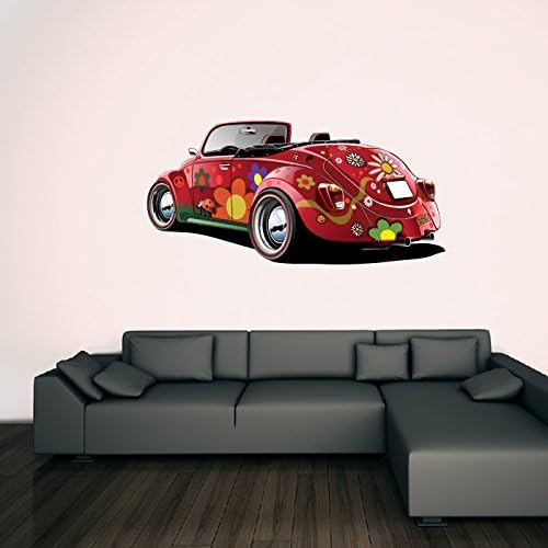 VW Beetle Car Wall Sticker Peace Hippy Wall Decal Kids Garage Home Decor available in 8 Sizes Large Digital