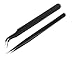 PagKis Set of 2 black coated Stainless Steel Tweezers - Straight & Curved RS.199.00