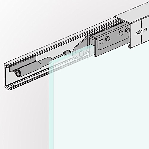BS-900D-AS: Schiebetürsystem ESG 900x2050x8mm Dekor S, beidseitig vollsatiniert; Schienensystem ALU SlimLine SoftStop; Griffmuschel - 2
