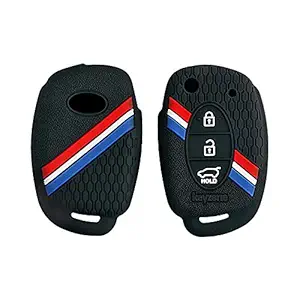 Keyzone Striped Silicone Key Cover for Hyundai Creta, Venue, Aura, Elite i20, Grand i10 Nios,