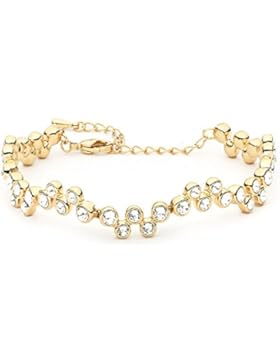 myjs Fidelity 16K Gold vergoldet Tennis Armband mit klar SWAROVSKI KRISTALLE, 17+ 5cm Verlängerung