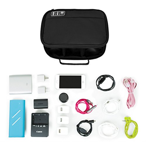 Wrcibo Universal Tragbarer Travel Organizer Electronisches Tasche Case Organisator Reiseorganisator mit Innerer Netztasche für Elektronikzubehör, iPad Mini,USB Kabel ,Speicherkarten (Koffer, Schwarz) - 2
