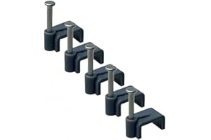 On1shelf® Flat Grey 10.0 mm Cable Clips, Bag of 50, Skirting Wire Nail Clips, Cable Tacks for Ethernet, Electrical Cables, Walls