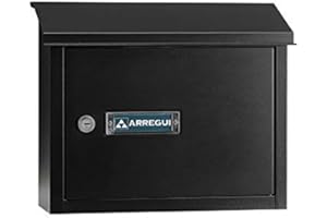 ARREGUI V4064 Maxi Durchwurfbriefkasten aus strukturlackiertem Aluminium, Mauerdurchwurf Briefkasten Größe M (DIN A4), Durchwurfkasten zum Kombinieren mit Einwurfblende/Briefschlitz Klappe, Schwarz