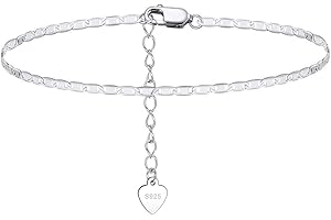 Cangall Silver Anklets for Women, 925 Sterling Silver Ankle Bracelets for Women, Adjustable Beach Barefoot Anklet String, Silver Simple Foot Chain, Ankle Chain for Summer Holiday jewellery for Girls