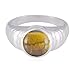 Produktbild gute Edelsteine Runde Cabochon Tiger Eye Ring - 942 Silber braun Tigerauge gute Edelsteine Ring - schöne Schmuck schöne Verkäufer Geschenk für den Vatertag handgefertigte Ringe