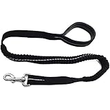 Klassische Elastische Hundeleine Führleine Langlebige Bungee Nylon Trainingsleine Breite Übungsleine für kleine mittlere große Hunde Schwarz