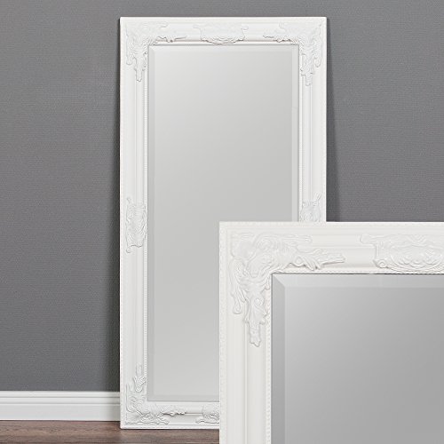 WANDSPIEGEL Weiß-Pur BAROCK DESIGN SPIEGEL POMPÖS HOLZRAHMEN Bessa 100x50cm