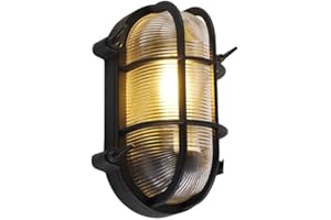 Qazqa - Kinkiet/Plafon owalny czarny IP44 - Noutica - E27 | 1 światło - Aluminium - Odpowiednie dla Oświetlenie zewnętrzne