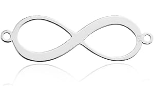 Sadingo Ciondolo con simbolo dell'infinito in argento 925 (1 pezzo 20 x 9 mm rodiato), braccialetto Infinity fai da te