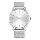 URBANHELDEN Armbanduhr Shine mit Mesharmband - Edelstahl Saphirglas Schweizer Quarzwerk 40 mm - Universal Damen u. Herren Uhr Metall Silber