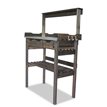 Gartendepot24 Pflanztisch Aus Holz Mit 3 Schubladen Zinkplatte Schwarz B78 X T38 X H82113 Cm