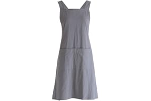 Hodeffior Küchenschürze im japanischen Stil, Kreuzrückenschürze mit Taschen für Arbeit, Gartenarbeit, Kochen, Malen, Backen