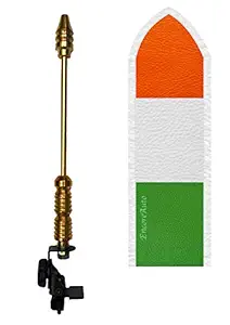 EncoreAuto Golden Car Flag Rod with Universal Bracket and Cover (Tricolour) for All Car Models/Judgement Rod/Corner Rod